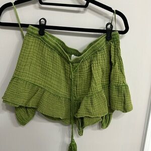 Anthropologie Green Cropped Short Set